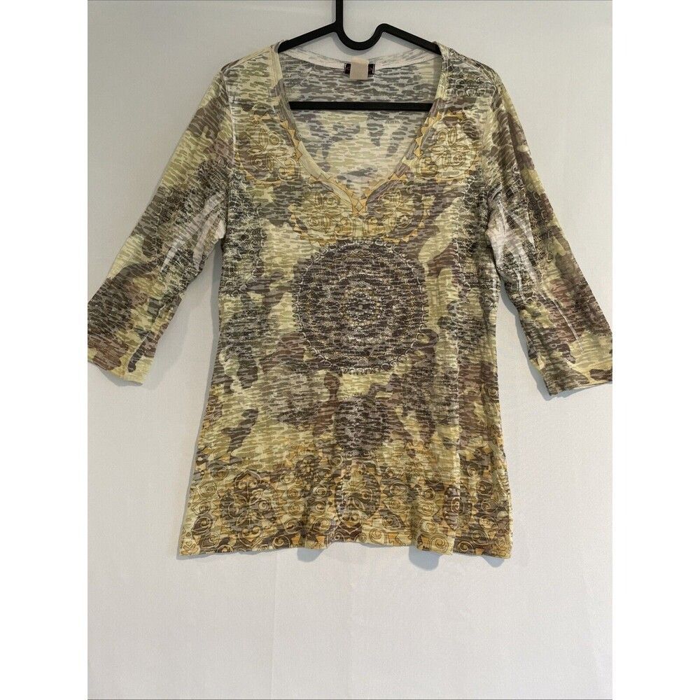 Cocomo‎ Fairy Grunge Burnout Boho 3/4 sleeve V Neck Size M L